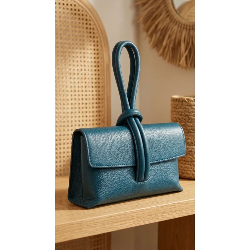 Borse in Pelle Deep teal blue Genuine Leather Bag | Sz approx 8.5"W x 4.5"H x 2"